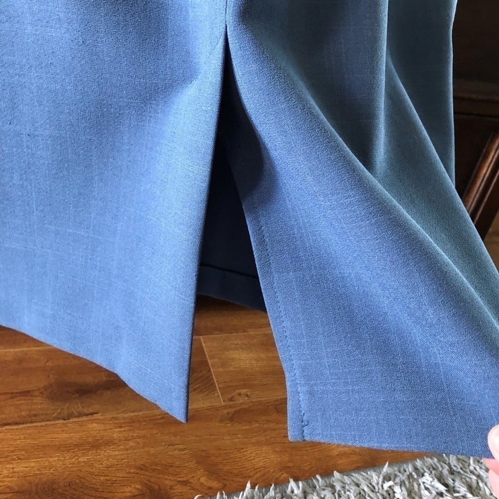 Vintage cornflower blue midi skirt with matching belt in size 16 - Picture 7 of 9